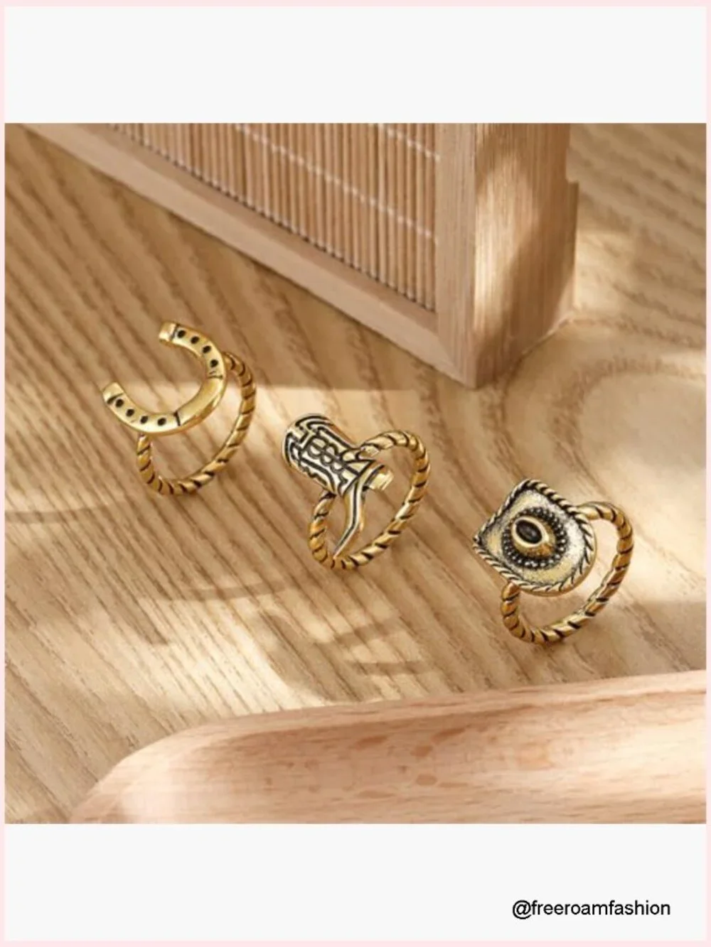 Set of 3 Western Cowboy Stacking Rings Size 7